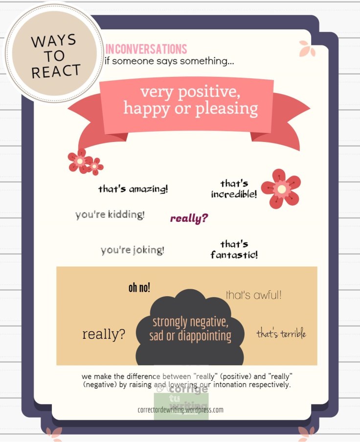 ways to react in conversations speaking
